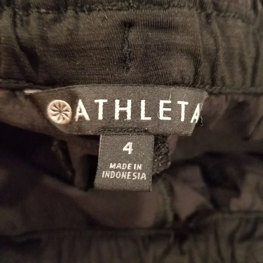 Athleta‎ Women Trekkie Paper Bag Pants Size 4 Black Ankle Athletic Casual